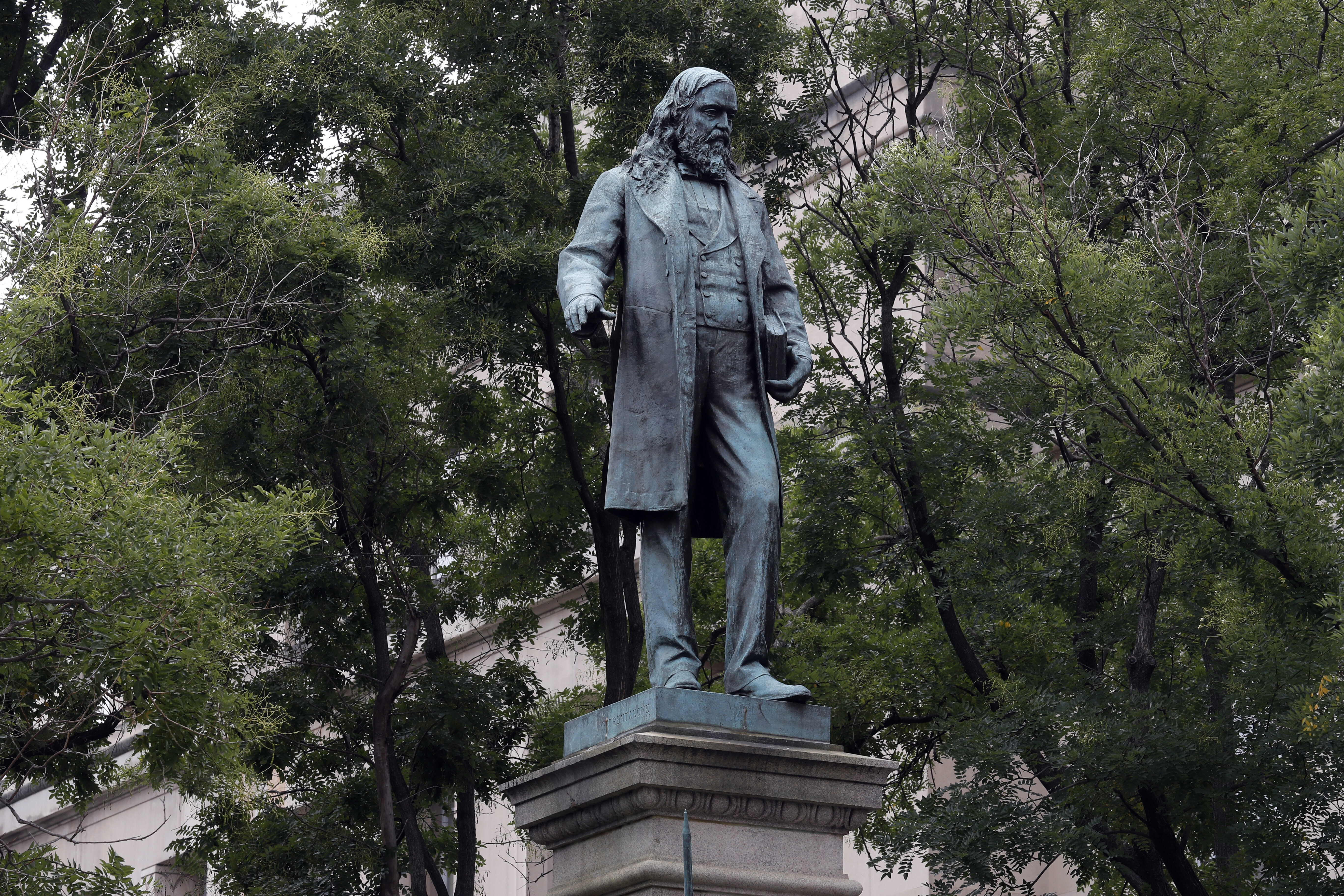 A 2017 photo of the statue commemorating Confederate general Albert Pike in Washington, D.C.